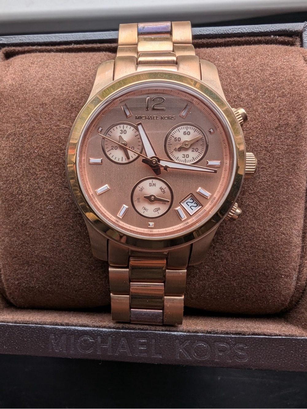 Michael Kors Rose Gold-Tone Chronograph Bracelet Watch